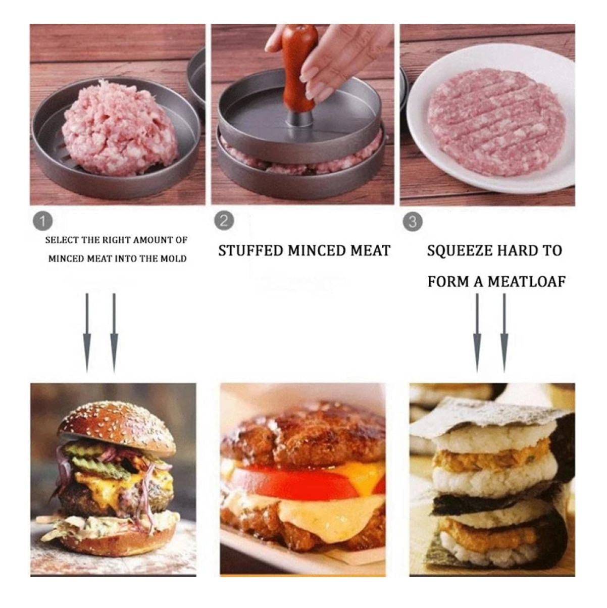 Miniatura 4 de Molde Prensa Carne Hamburguesa Metal